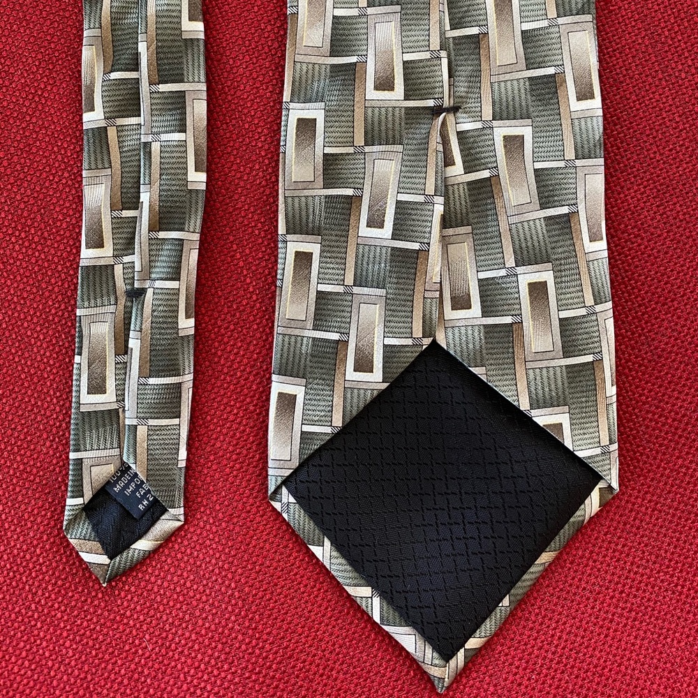 Stratford green gray silk hand made tie - Picture 7 of 8